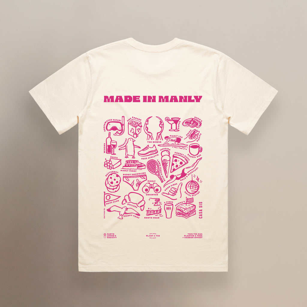 02 Manly Tee – Ecru & Pink